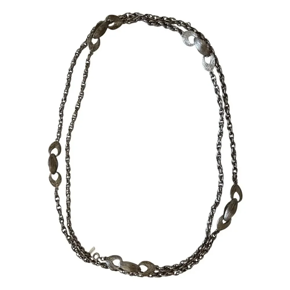 Monet Vintage 1970’s Long Silver Tone Chain Necklace 54” Long